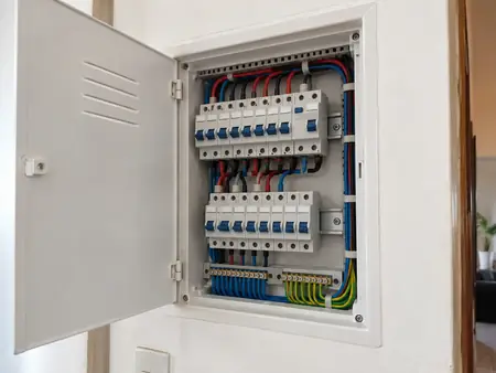 Quadro de luz novo, com disjuntores etiquetados e os cabos organizados