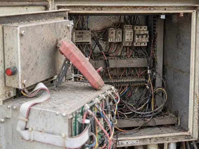 Quadro elétrico antigo e exposto antes da revisão