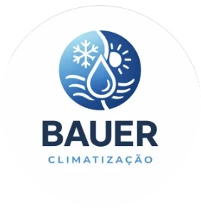 Logo da Bauer Climatização: gota de água, floco de neve e sol