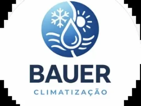 Logo da Bauer Climatização: gota de água, floco de neve e sol